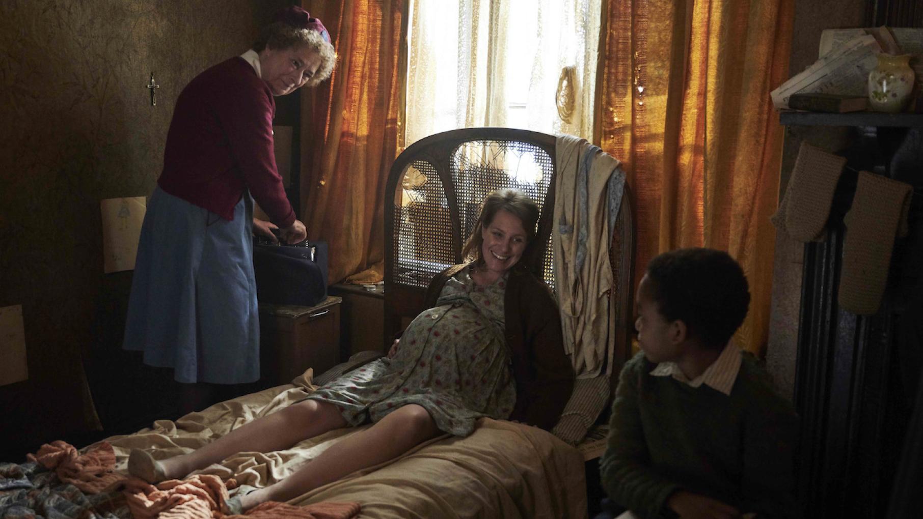 Nurse Crane with Dena and Terry in 'Call the Midwife.' Photo: BBC / Neal Street Productions